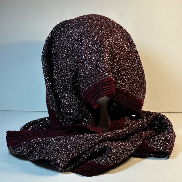 Loft Burgundy & Silver Metallic Wool Blend Infinity Scarf - Picture 6 of 10